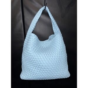 Baby Blue Woven Shoulder Bag Large Tote Pouch Included